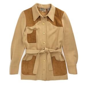 60s suede patch shacket shirt jacket cardigan 1960s vintage